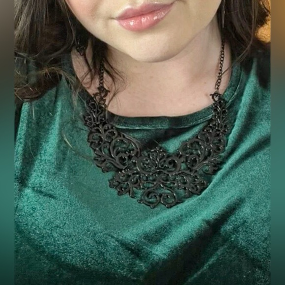 New Ornate Hollowed Out Vintage Vibe Statement Necklace Adjustable ~ Collar - Picture 14 of 16